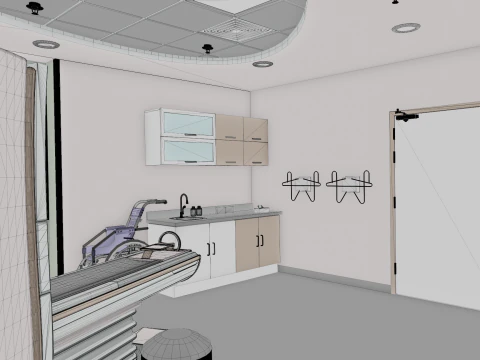 Interior do Hospital - Sala de Radiologia-TC Modelo 3D