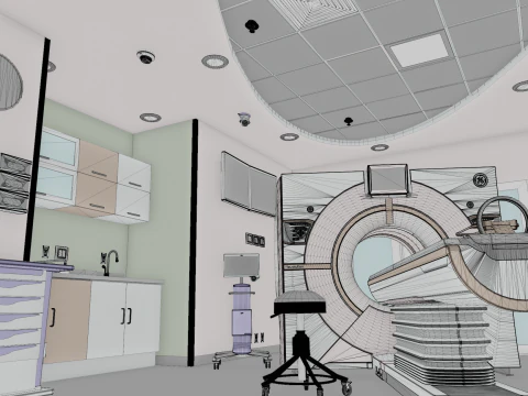 Interior do Hospital - Sala de Radiologia-TC Modelo 3D