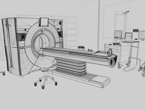 Interior do Hospital - Sala de Radiologia-TC Modelo 3D