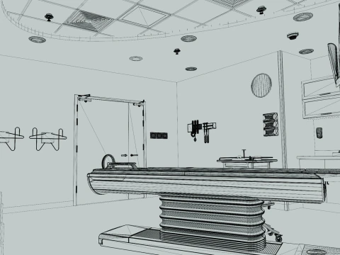 Interior do Hospital - Sala de Radiologia-TC Modelo 3D