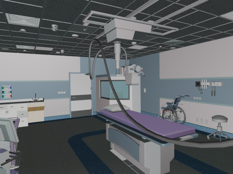 Hospital Interior- Radiology-CT Scan Room 3D Model