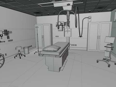 Hospital Interior- Radiology-CT Scan Room 3D Model