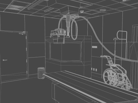 Interior do Hospital - Sala de Radiologia-Raio X Modelo 3D