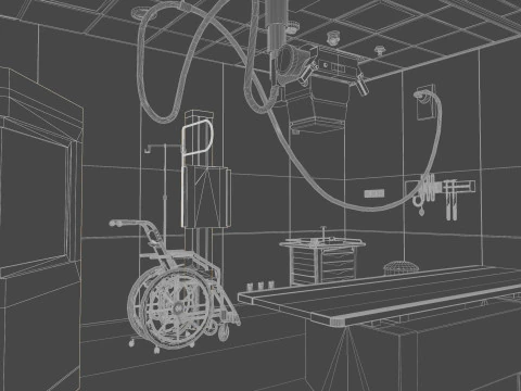 Interior do Hospital - Sala de Radiologia-Raio X Modelo 3D
