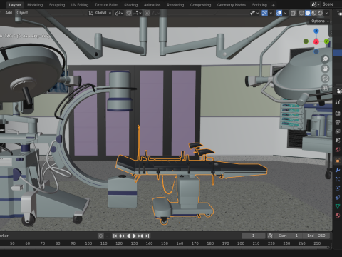 Interior Rumah Sakit - Ruang Operasi Model 3D