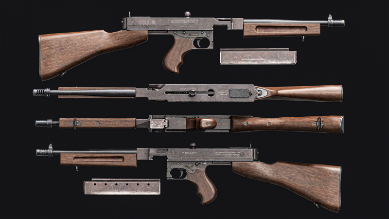 Game Ready Thompson SMG 1927 Modelo 3D .c4d .max .obj .3ds .fbx .stl .blend 