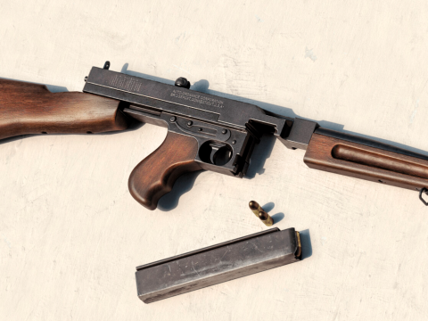 Game Ready Thompson SMG 1927 Modelo 3D