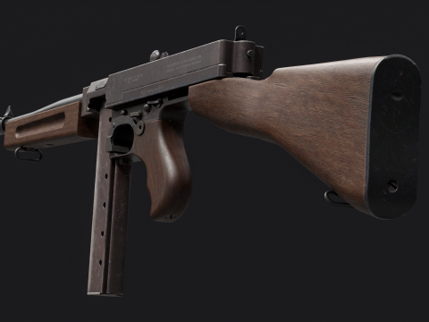 Game Ready Thompson SMG 1927 Modelo 3D