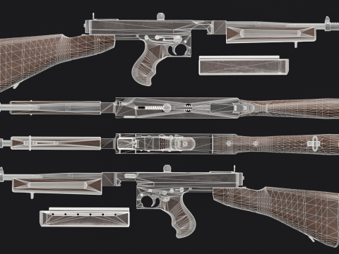 Game Ready Thompson SMG 1927 Modelo 3D