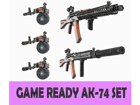 Set AK 74 pronto per il gioco militare Modello 3D