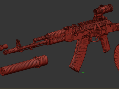 Military Game ready AK 74 Set 3D 모델