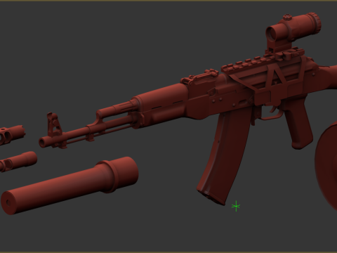 Military Game ready AK 74 Set 3D 모델