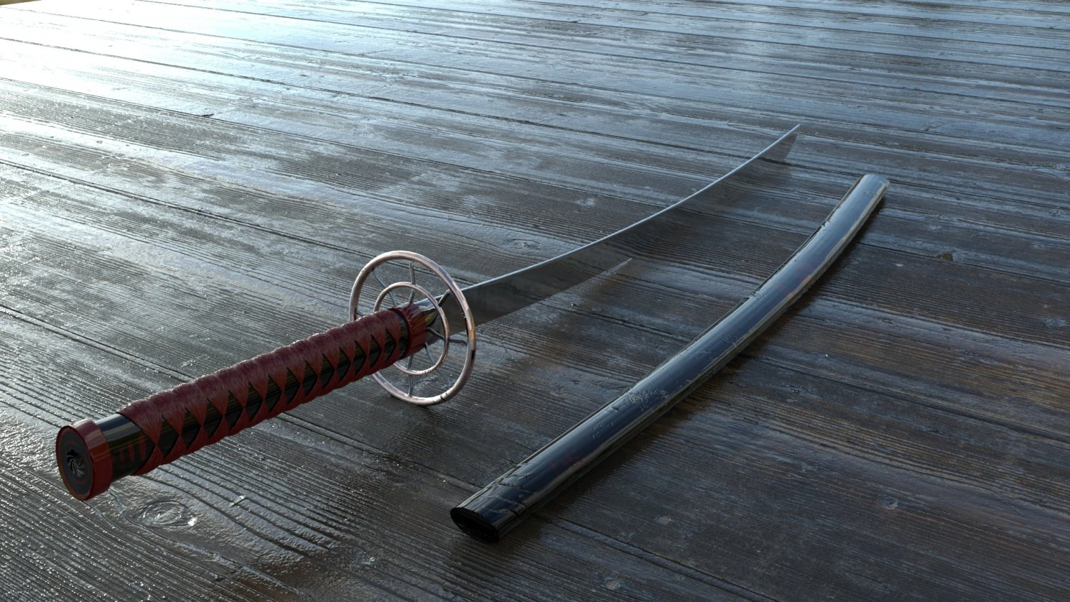 samurai sword katana 3D Model .c4d .max .obj .3ds .fbx .stl .blend 