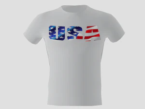 低ポリ米国シャツ白色 3Dモデル