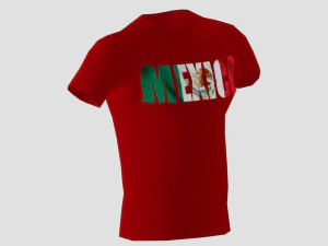 Low-Poly-Mexiko-Shirt in roter Farbe 3D Modell