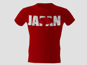 camicia low poly giapponese colore rosso Modello 3D