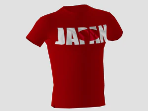 low poly japan shirt red colour 3D Model