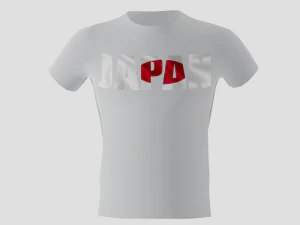 Wei&szlig;es Low-Poly-Japan-Shirt 3D Modell