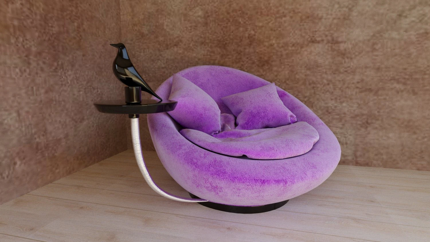purple chair 3D Model .c4d .max .obj .3ds .fbx .stl .blend
