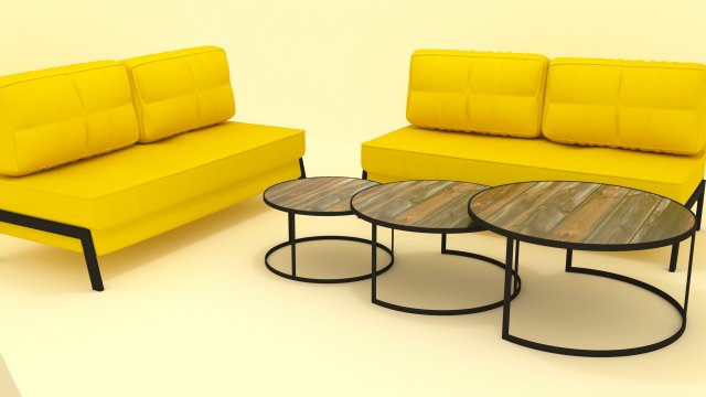 yellow sofas and coffee tables 3D Модель .c4d .max .obj .3ds .fbx .stl .blend 