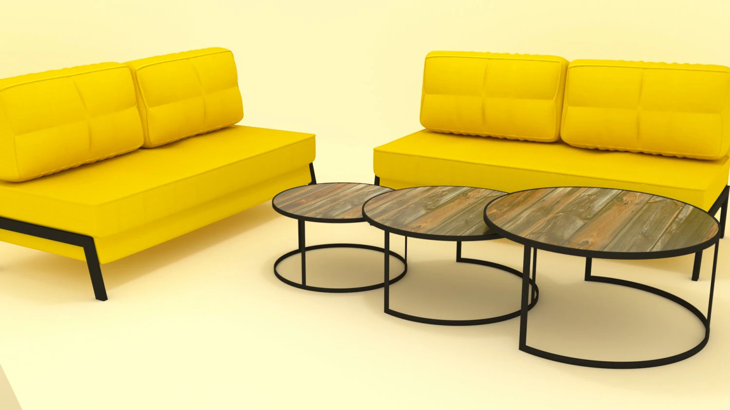 yellow sofas and coffee tables 3D Model .c4d .max .obj .3ds .fbx .stl .blend 