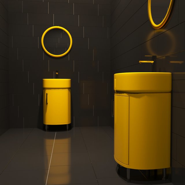 yellow toilet washbasin sink 3Dモデル .c4d .max .obj .3ds .fbx .stl .blend 