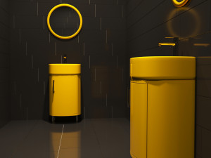 yellow toilet washbasin sink 3D Model