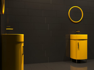 yellow toilet washbasin sink 3Dモデル