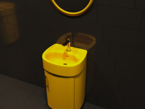 yellow toilet washbasin sink 3Dモデル
