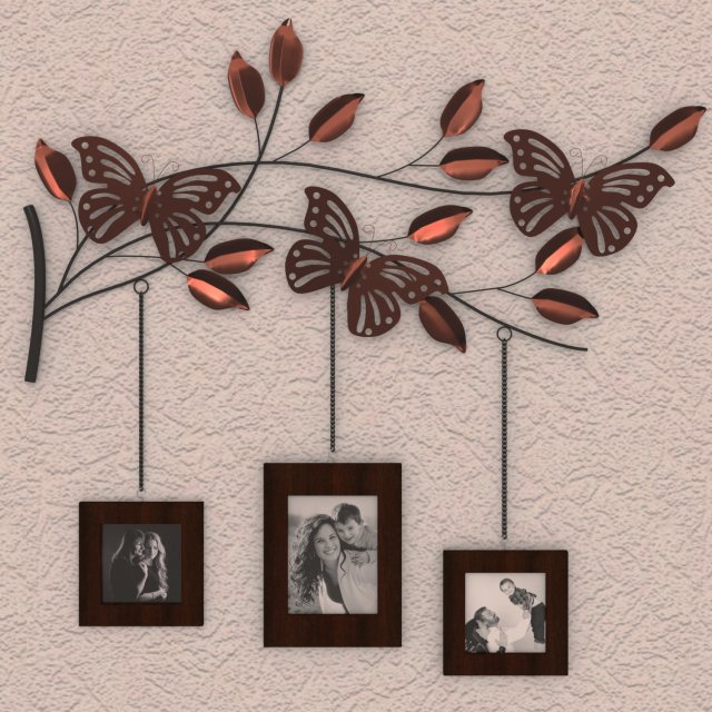 butterfly frames and mirrored wall decor Modelo 3D .c4d .max .obj .3ds .fbx .stl .blend 