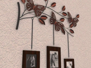 molduras de borboletas e decora&ccedil;&atilde;o de parede espelhada Modelo 3D
