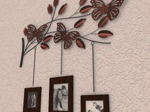 molduras de borboletas e decora&ccedil;&atilde;o de parede espelhada Modelo 3D