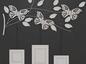 butterfly frames and mirrored wall decor Modelo 3D
