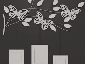 molduras de borboletas e decora&ccedil;&atilde;o de parede espelhada Modelo 3D