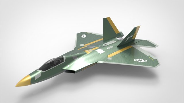 f-22 green army Modello 3D .c4d .max .obj .3ds .fbx .stl .blend 