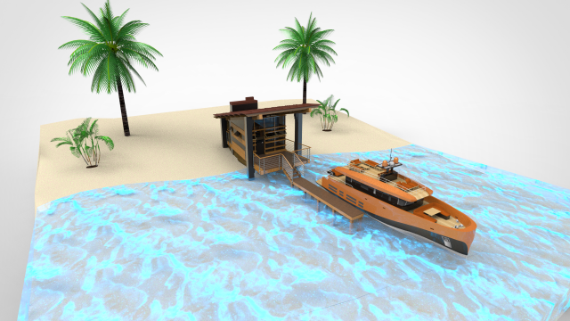 docking yacht 3D Model .c4d .max .obj .3ds .fbx .stl .blend 