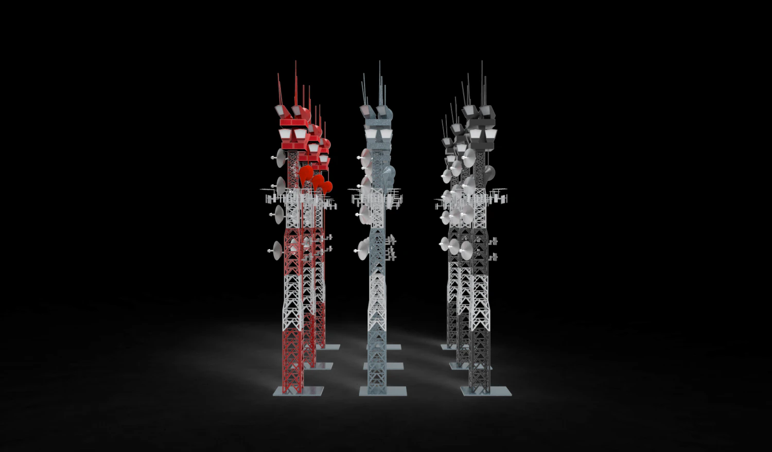 radio masts and towers 3D Model .c4d .max .obj .3ds .fbx .stl .blend