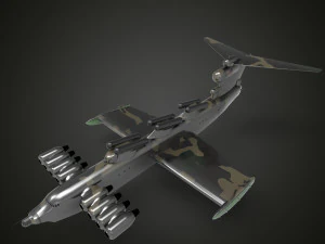 Lun-class ekranoplan 3D Model