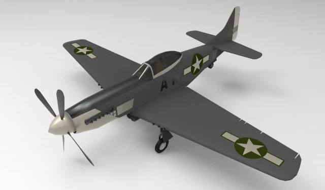 Noord-Amerikaanse P-51 Mustang 3D Model .c4d .max .obj .3ds .fbx .stl .blend 