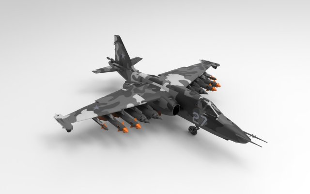Sukhoi Su-25 3D Модель .c4d .max .obj .3ds .fbx .stl .blend 