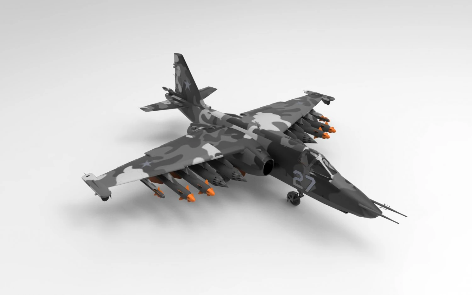 Sukhoi Su-25 3D Model .c4d .max .obj .3ds .fbx .stl .blend