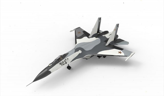 Sukhoi SU-35 3Dモデル .c4d .max .obj .3ds .fbx .stl .blend 