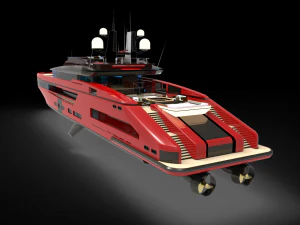 赤いクジラのヨット 3Dモデル