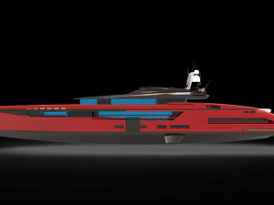 Red whale Yacht 3D Model