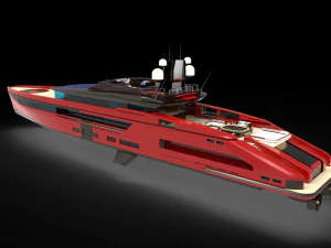 Red whale Yacht 3D Model