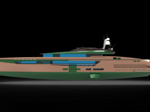 Gold whale Yacht 3D Model