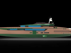 Gold whale Yacht 3D Model