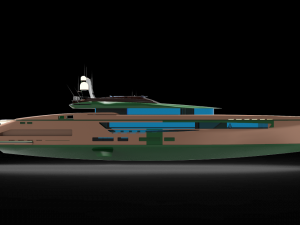 Gold whale Yacht 3D Model
