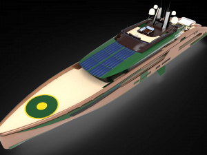 Gold whale Yacht 3D Model