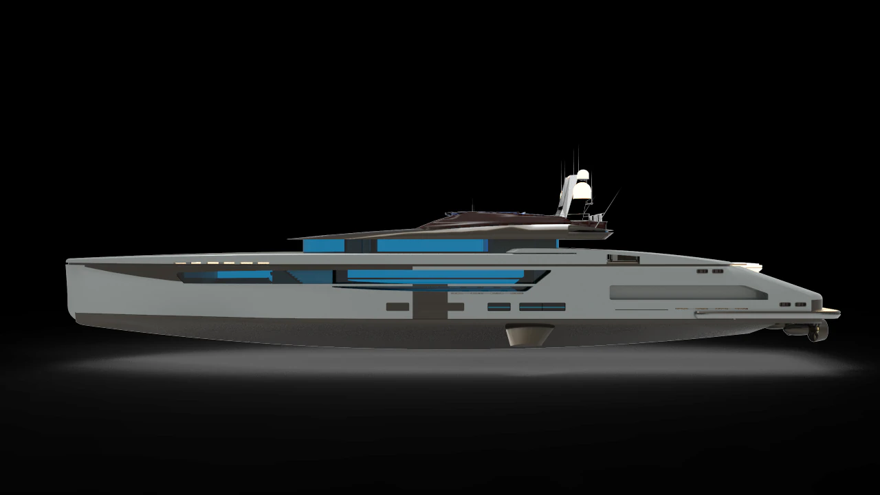 Luxury whale Yacht II 3D Model .c4d .max .obj .3ds .fbx .stl .blend 